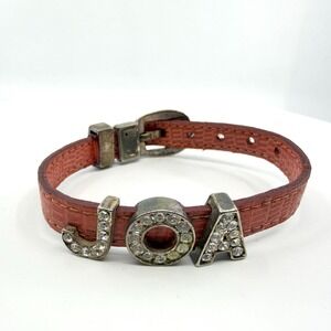 Y2K Pink Faux Alligator Leather JOA Slider Charm Bracelet 90s Statement